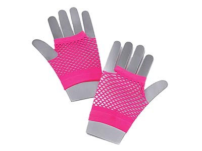 neon pink fishnet gloves