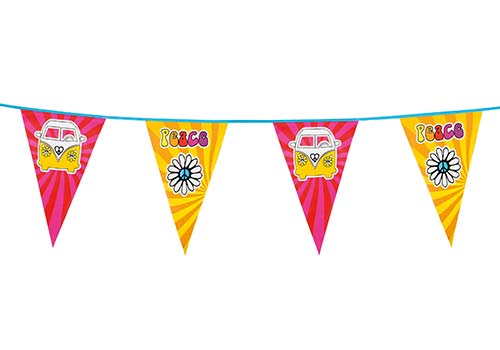 peace and love hippy bunting