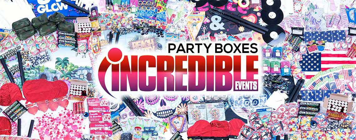 incredible party supplies and decorations, party boxes